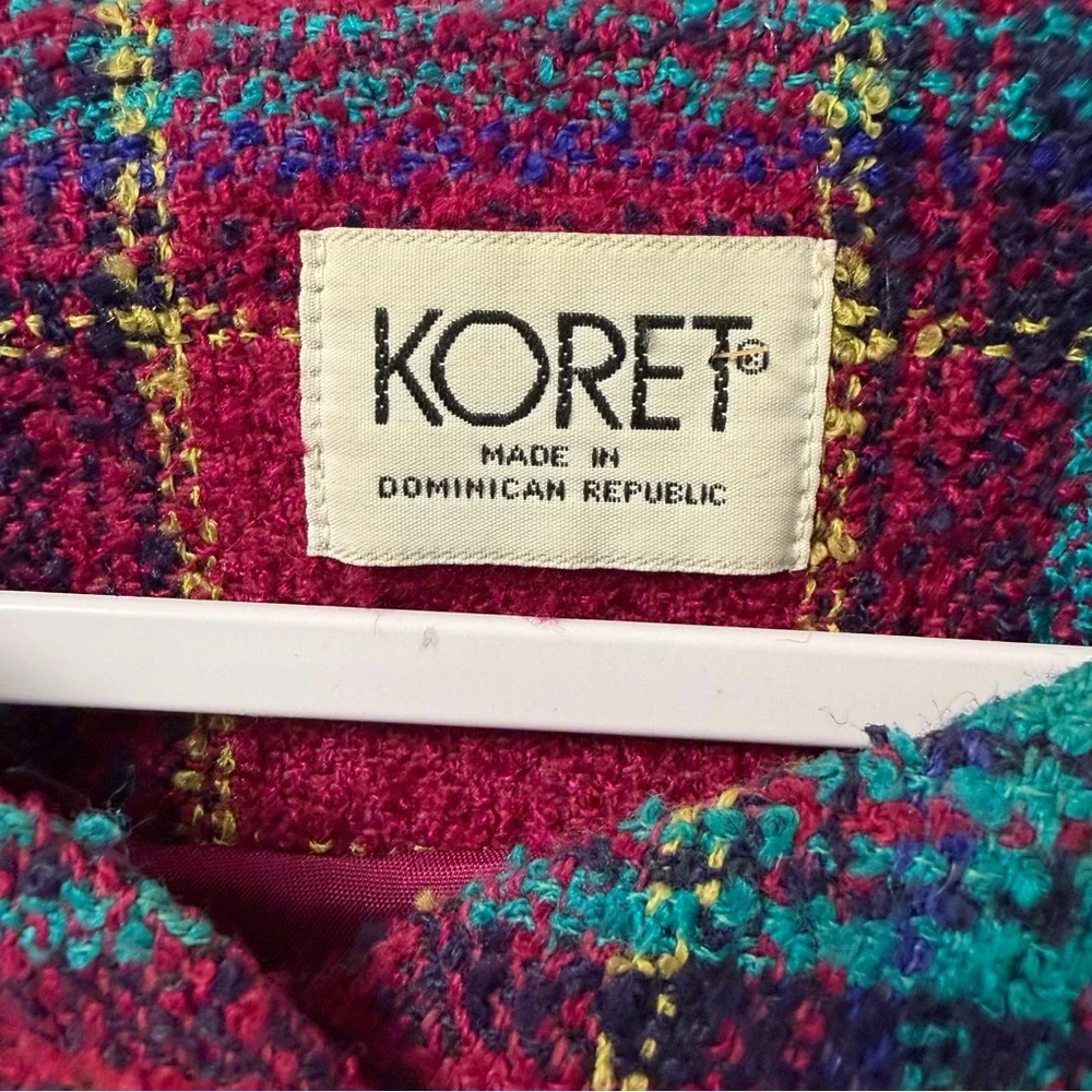 Koret Vintage Pink‎ Plaid Wool Blend Tweed Jacket Size 28W